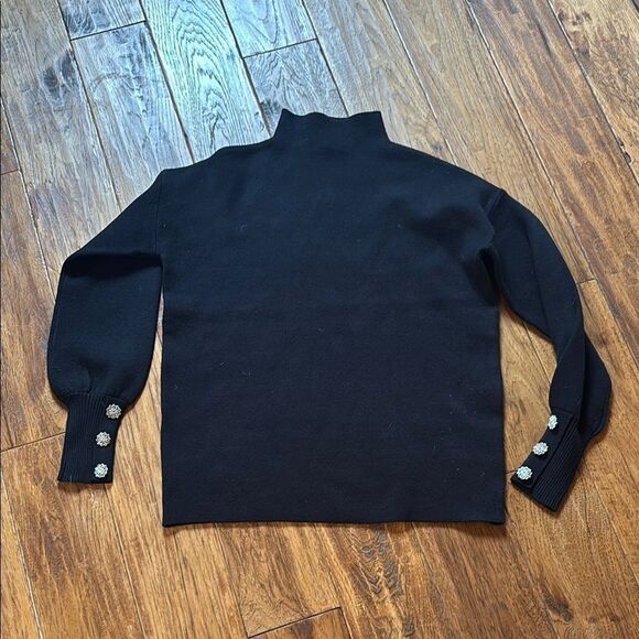 Tahari Black Sweater with Button Accents - Picture 1 of 10
